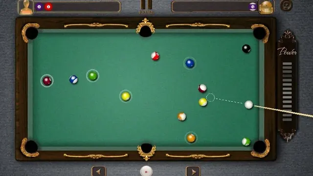 Πράσινο τραπέζι μπιλιάρδου στο Pool Billiards Pro με τον οδηγό στόχευσης