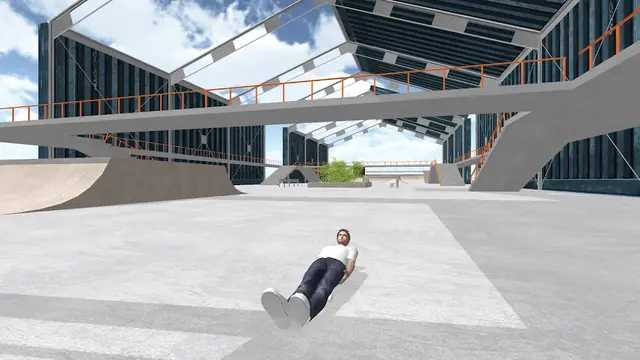 Ανοιχτό πάρκο του Skate Space με μπετόν καμπύλες