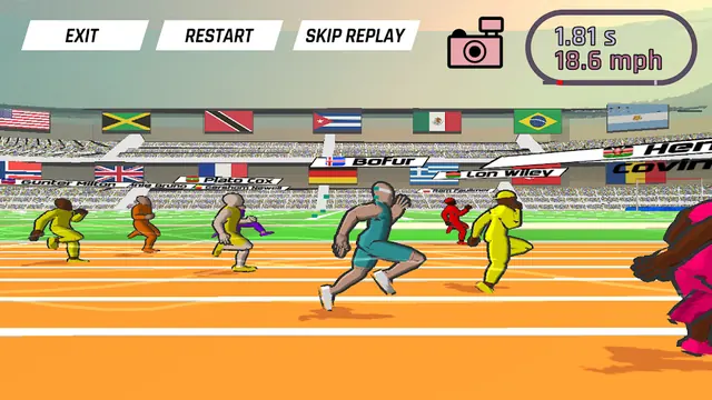 Δρομείς στο σπριντ του Speed Stars με το χρονόμετρο στην οθόνη